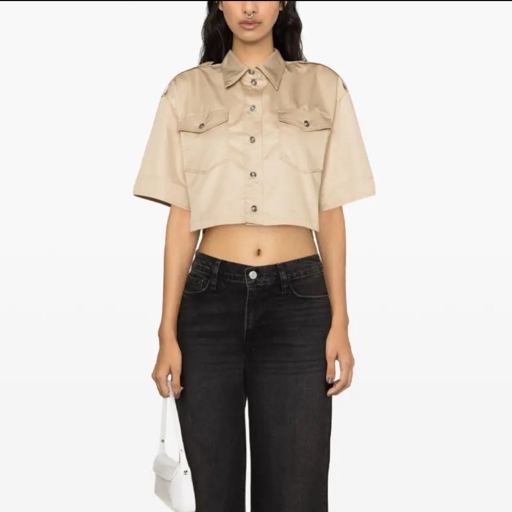 Sandro Indiana Cropped Button-Up Shirt